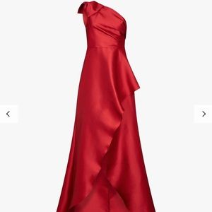 Adrianna Papell Mikado High Low Long Maxi Dress